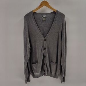 Lucky Knitwear Vintage V Neck Grandpa Sweater Size XL Gray Button down